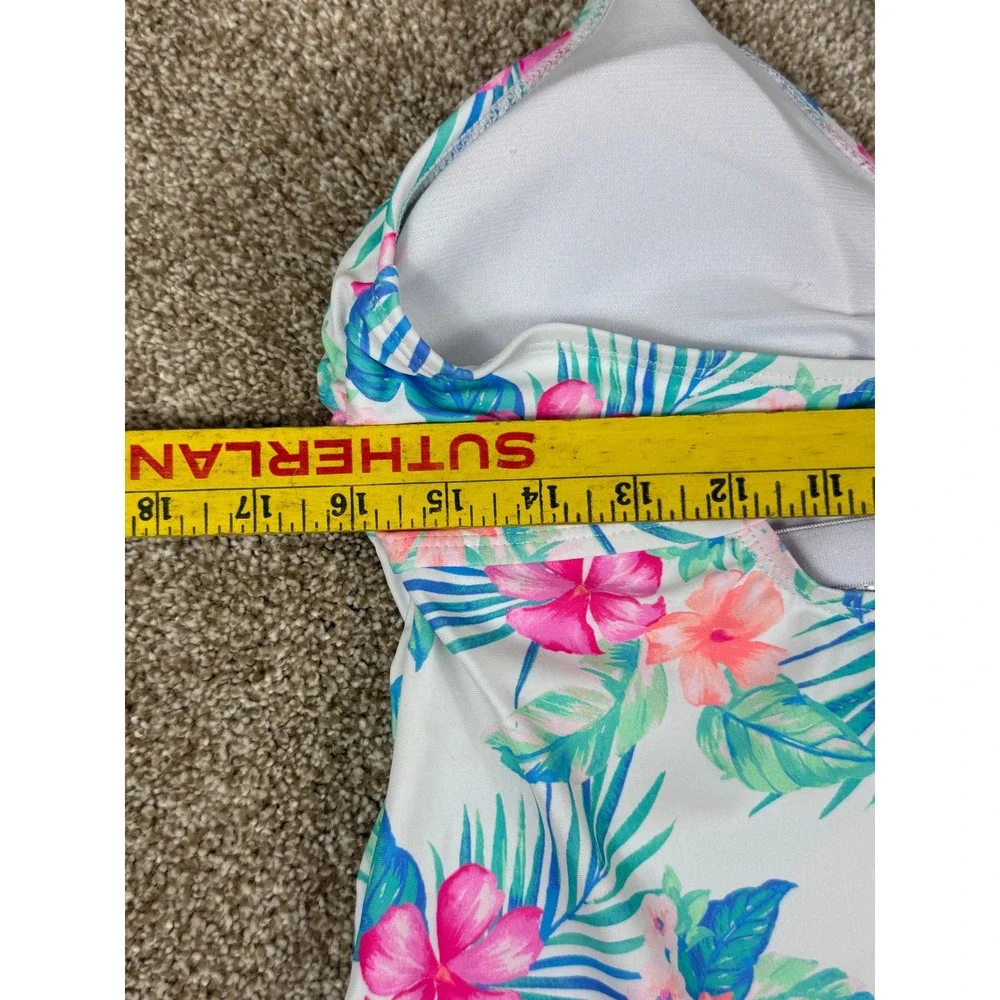 Decree Womens XL‎ Tropical Floral Tankini Set High Waist Ruched Bottoms 2pc Swim